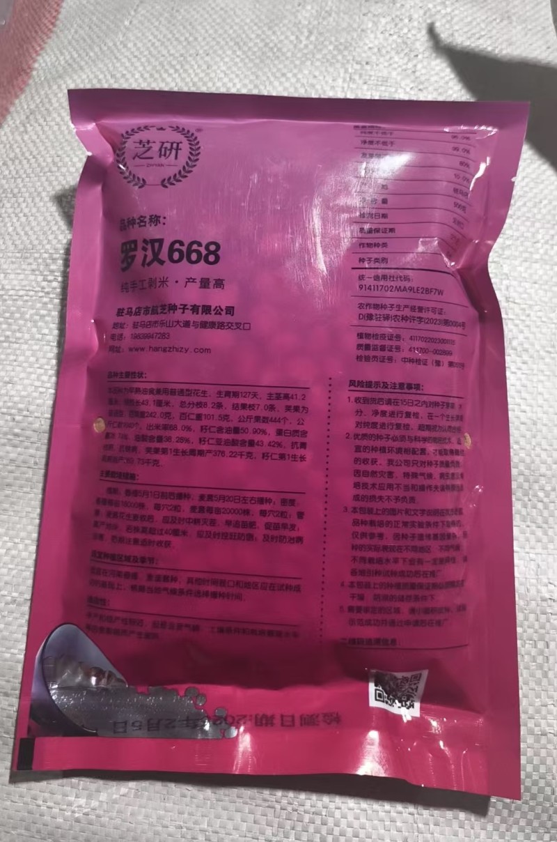 罗汉花生668-花生种子粒大壳薄结果性好耐寒耐旱生长快