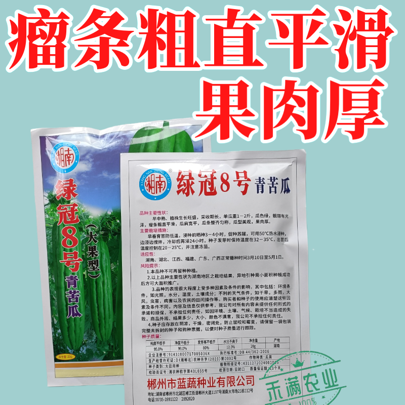蓝蔬绿冠8号青苦瓜种子耐热耐寒多肉大果型青苦瓜翠玉绿色苦