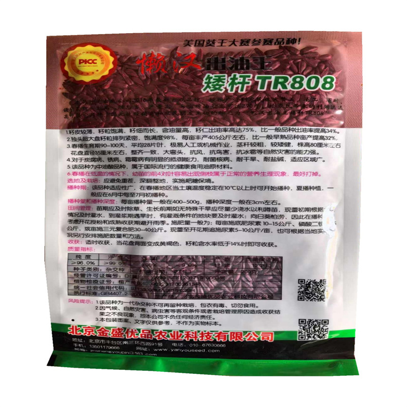 懒汉出油王油葵种子矮杆TR808大弯头抗风抗鸟害向日葵