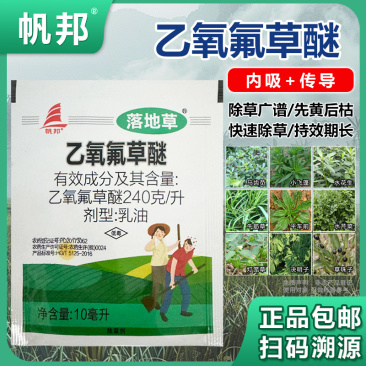 帆邦落地草24%乙氧氟草醚水稻移栽田野燕麦车前草除草剂