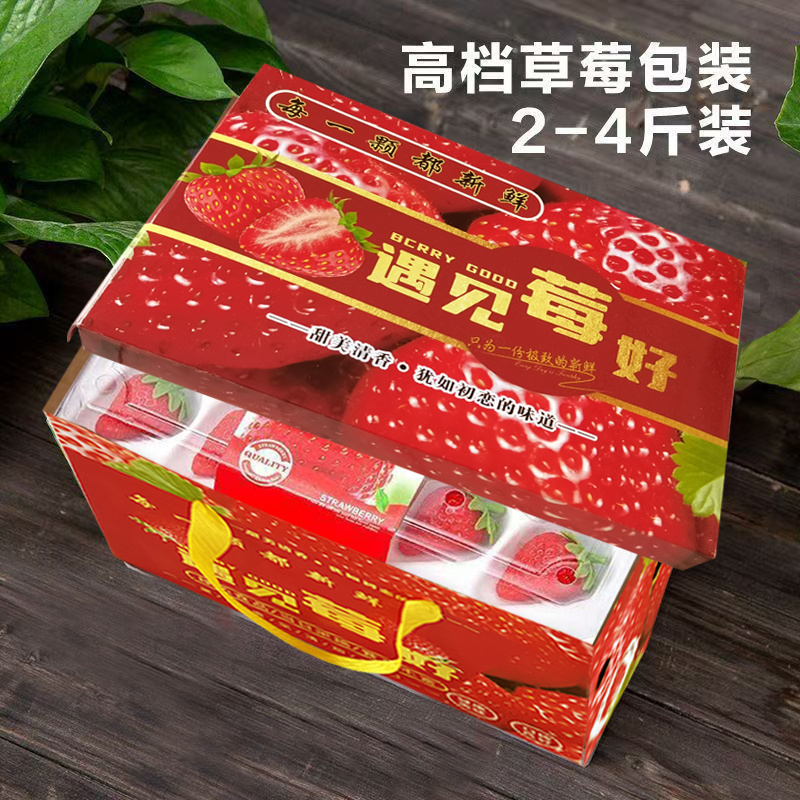 草莓礼盒空盒子高档包装盒通用奶油草莓手提礼盒现货