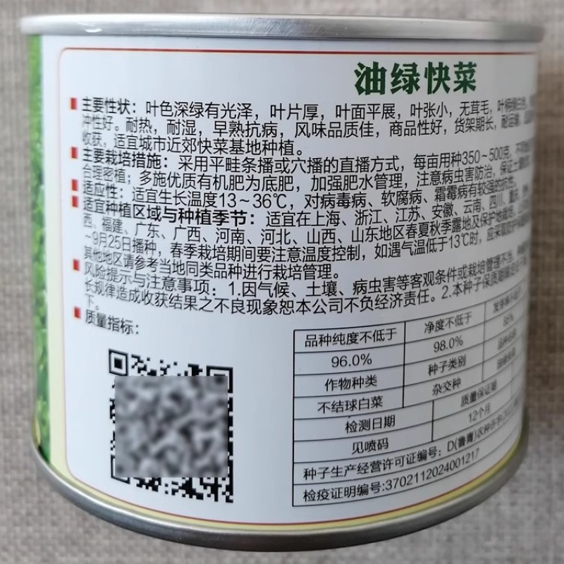 油绿快菜种子耐热耐湿早熟抗病叶色亮绿叶片厚