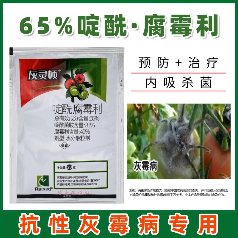 灰灵顿65%啶酰腐霉利啶酰菌胺腐霉利番茄灰霉病农药杀菌