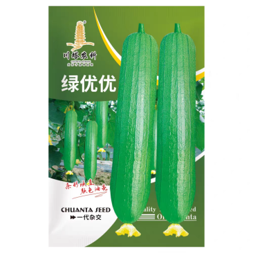绿优优丝瓜种子条形顺直果皮油亮深绿皮薄口感略甜