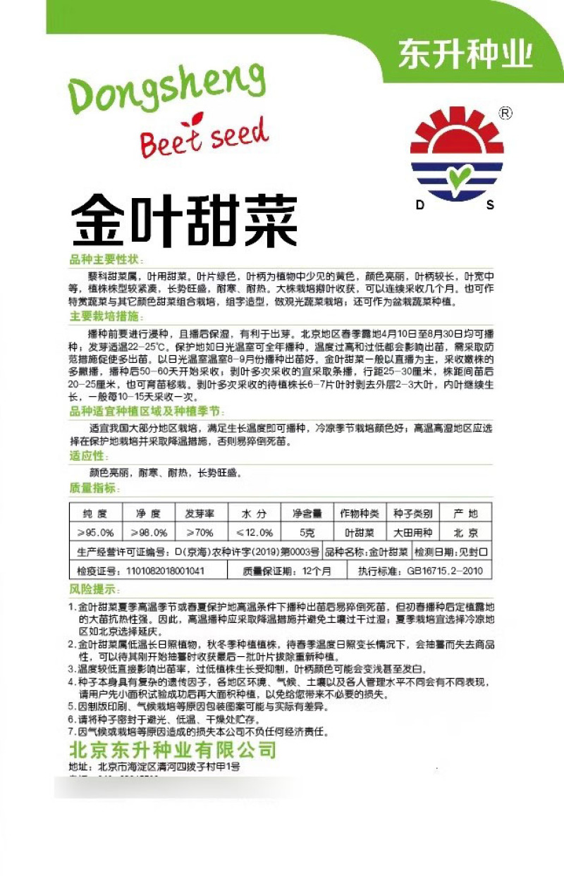 金叶甜菜种子叶用黄甜菜种子叶柄长耐热耐寒