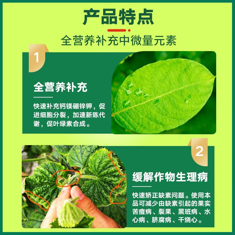 钙镁硼锌铁钾中量元素水溶肥作物通用叶面肥果树蔬菜农用水溶
