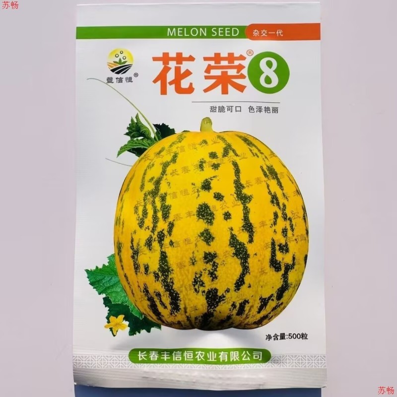 花荣8甜瓜种子500粒原装甜脆可口花皮绿肉高糖甜瓜