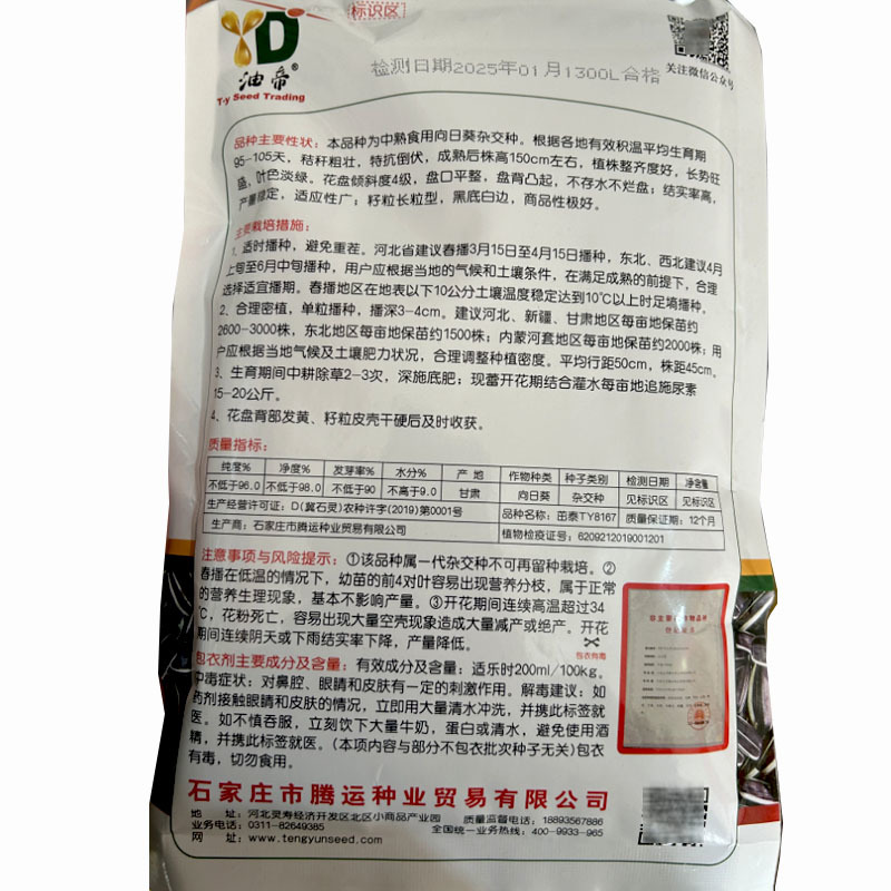 向日葵种子杂交葵花籽可食用长粒香黑籽早熟平盘生吃