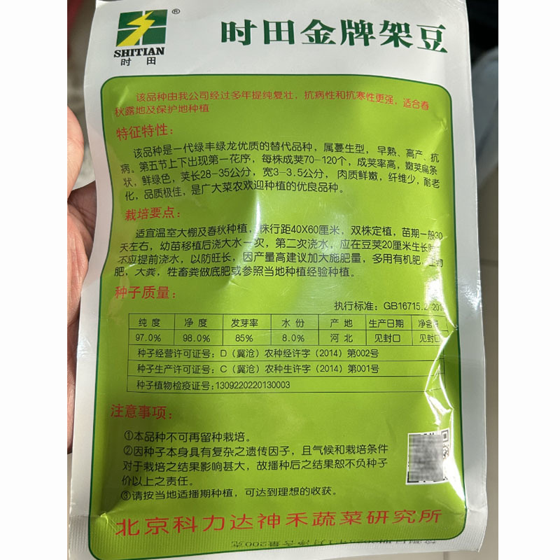 时田架豆种子早熟高产纤维少扁条春秋绿架豆大田基地专用