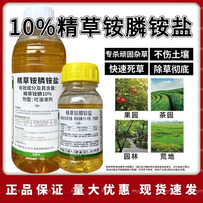 麒丁10%精草铵膦铵盐除草剂牛筋草小飞蓬除草专用