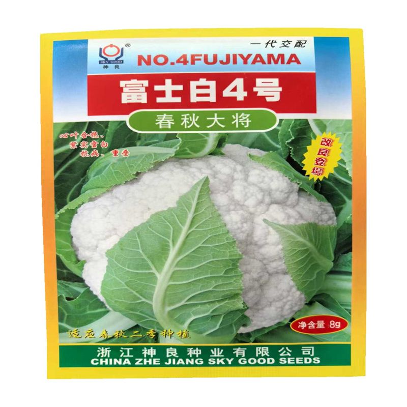 富士白4号花菜种子春秋大将紧实花椰菜种子8克中熟
