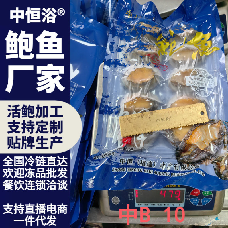 二去鲍鱼带壳鲍鱼速冻海鲜清蒸火锅红烧商用中B袋装可定制