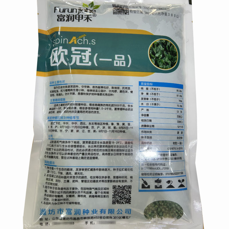 菠菜种子欧冠一品秋菠菜中早熟耐热耐寒抽苔南北方种植
