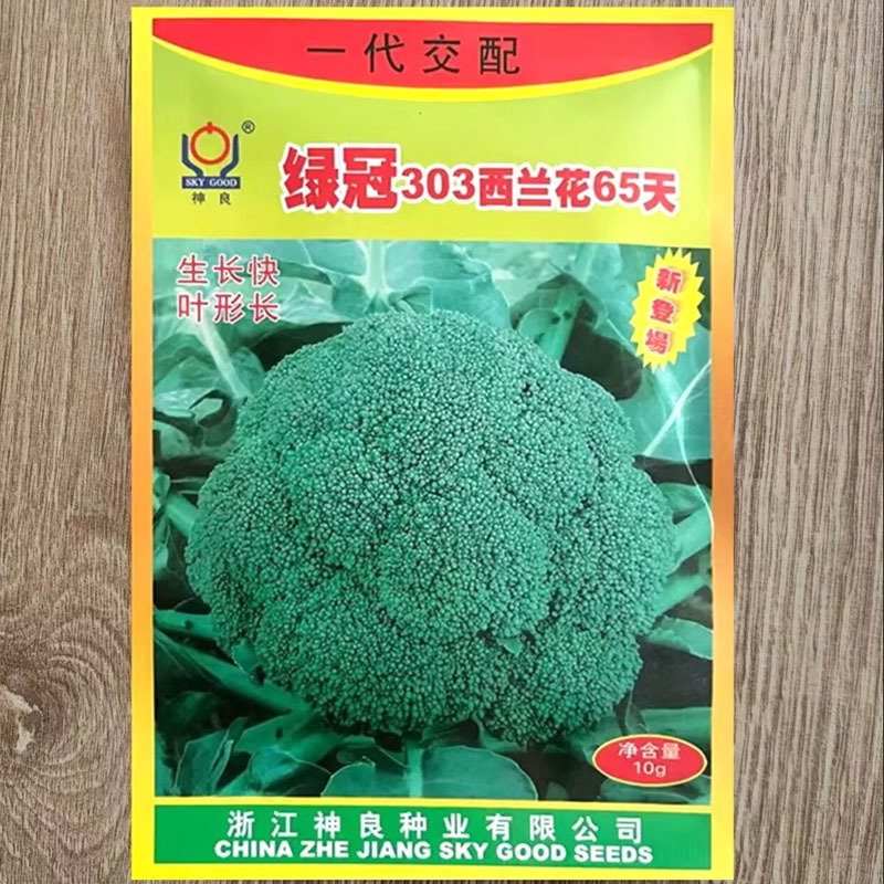 65天绿冠303西兰花种子早熟半直立味大球大蕾细中等