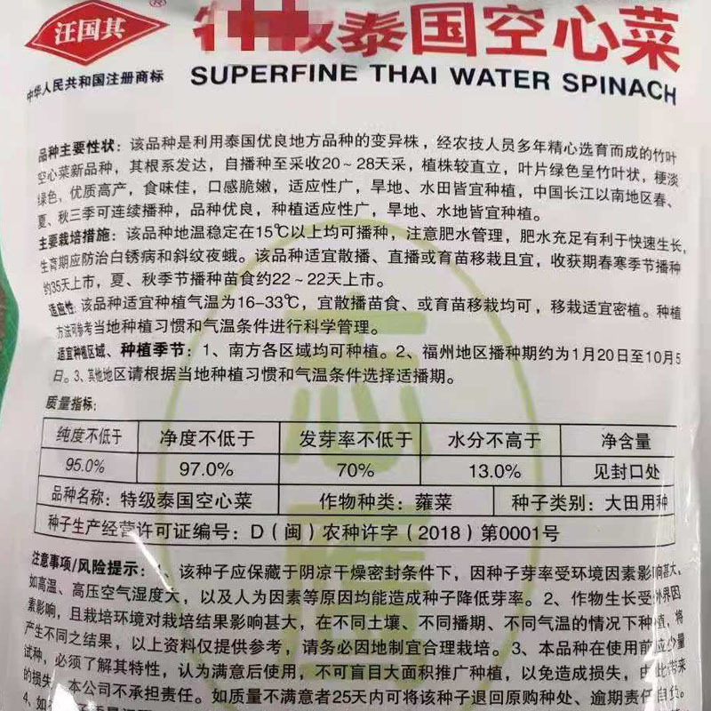 泰国空心菜种子竹叶耐热绿梗空心基地大田基地