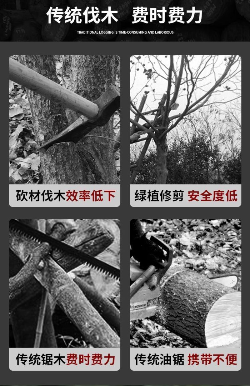 电锯锂电锯充电锯手提式户外无线小型伐木单手锯砍树修枝锯