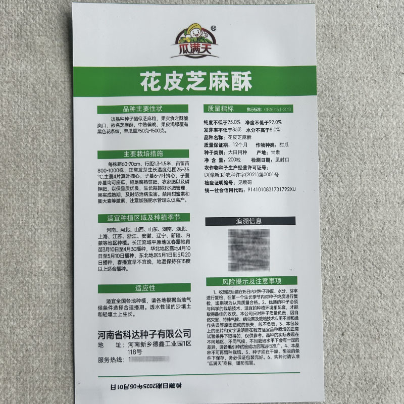 花皮芝麻酥甜瓜种子早熟薄皮高糖香瓜子大田春秋种植