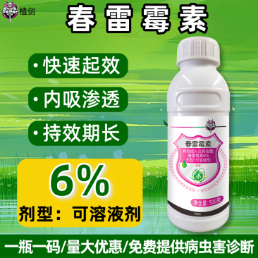 植剑6%春雷霉素大田水稻稻瘟病专用农药杀菌剂