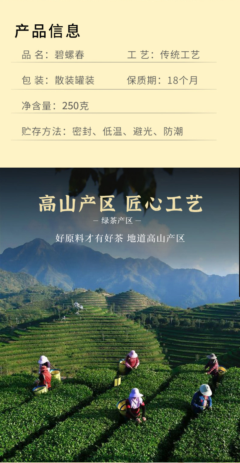 明前碧螺春新茶花果鲜香高山绿茶嫩芽浓香型茶叶250g