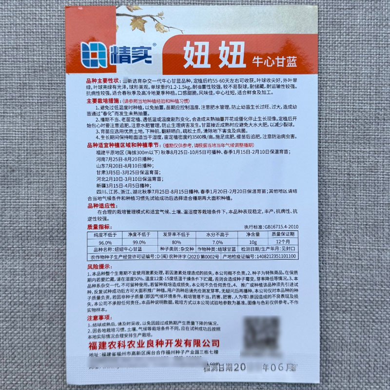 妞妞牛心甘蓝种子叶球收尖好叶球亮绿有光泽耐抽性强
