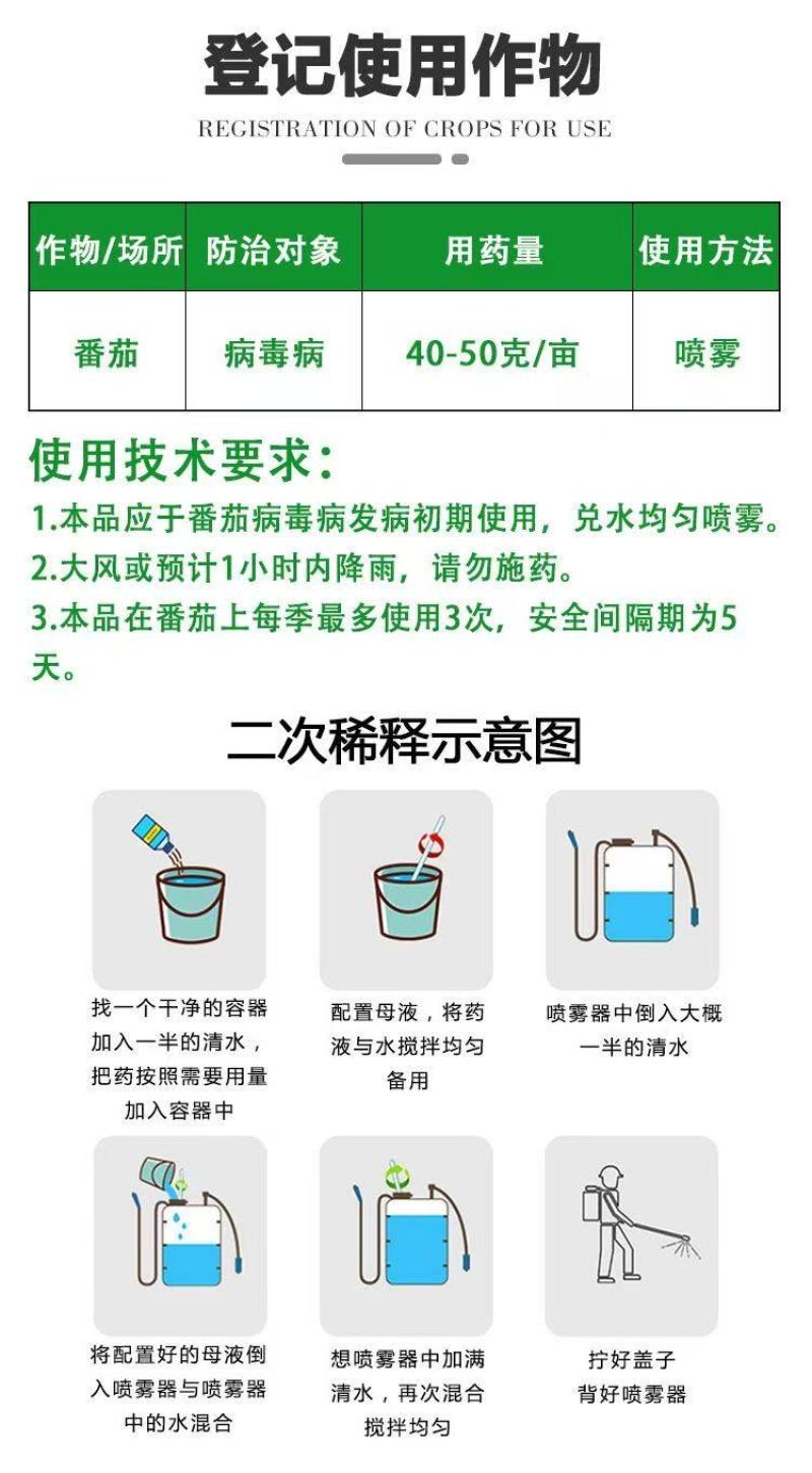 20%吗呱乙酸铜番茄病毒病小叶病花叶病皱叶病