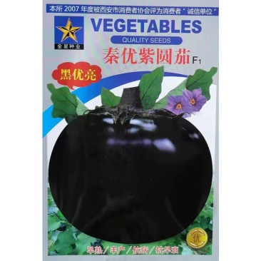 秦优紫圆茄种子早熟果大肉多快圆茄黑茄子种籽基地大田高产