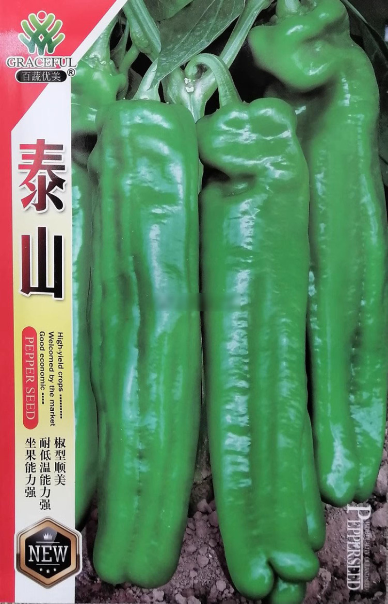 百蔬优美泰山辣椒种子大果泡椒牛角椒种子耐低温果实亮绿早熟