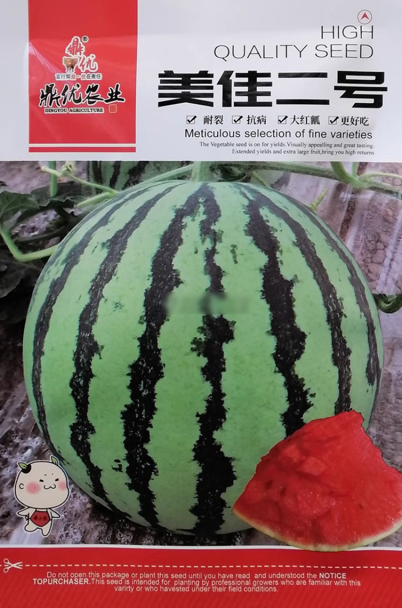 鼎优美佳二号西瓜种子耐裂抗病大红瓤美味多汁冰糖脆甜西瓜种