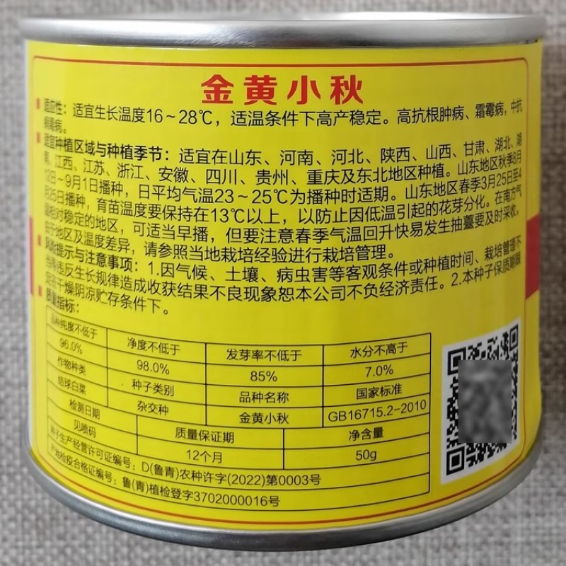 青硕金黄小秋白菜种子内心鲜黄抗病高产大白菜种孑秋黄心白菜