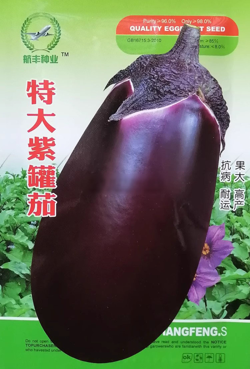 航丰特大紫罐茄种子紫黑发亮大果高产紫茄子种籽果肉多抗病强