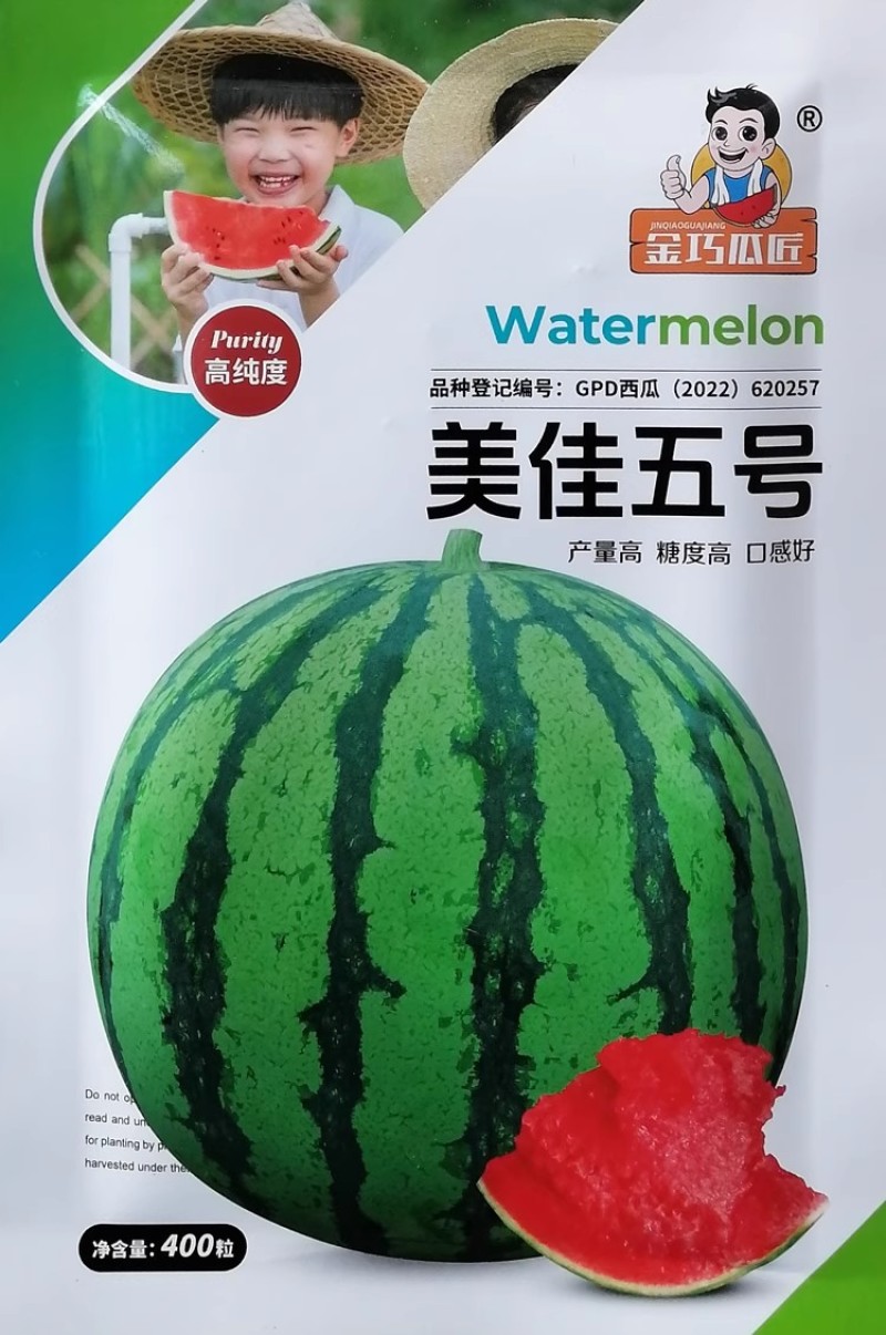 美佳五号二号西瓜种子糖度高脆甜多汁美都西瓜种籽果皮硬耐贮