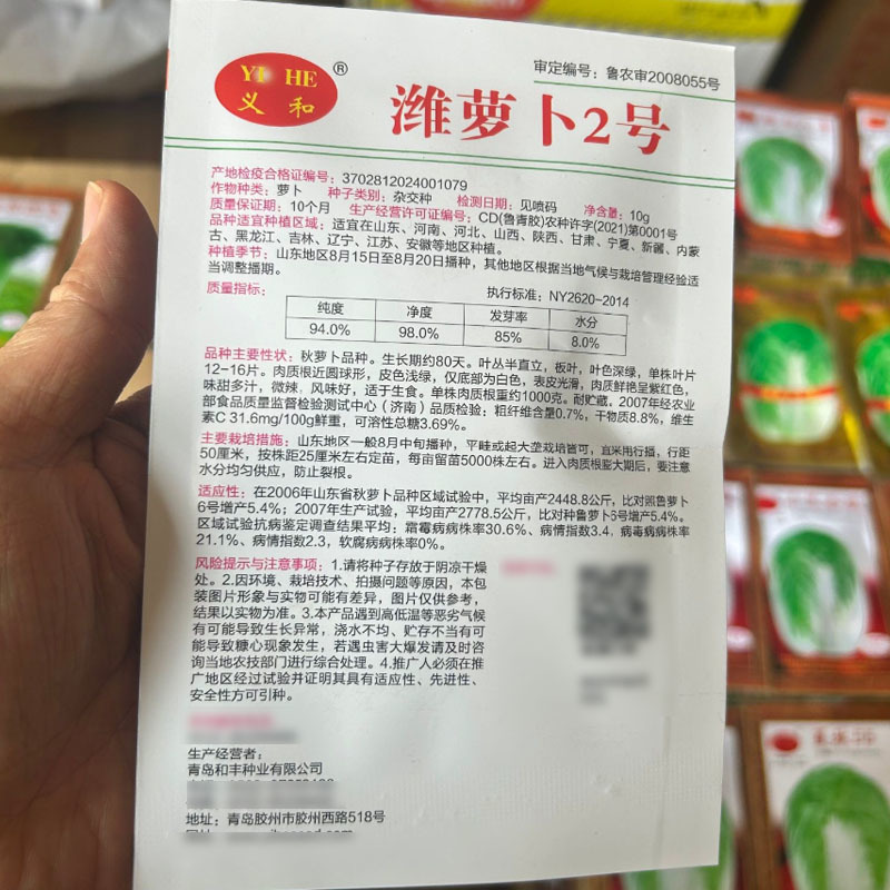 潍萝卜2号种子心里美萝卜种子满堂红萝卜种子味甜多汁