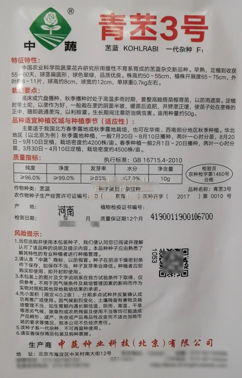 中蔬青丕3号青丕蓝种子农科院早熟高产水果丕兰种籽品质优良