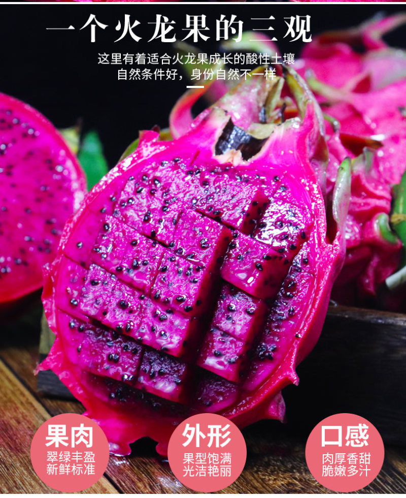 红心火龙果一件代发京都一号红肉火龙果红色当季新鲜水果