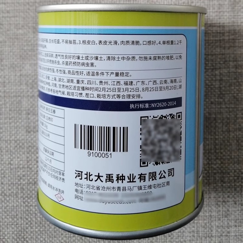 大禹白萝卜种子新白玉春萝卜种子根皮光滑洁白肉质清脆