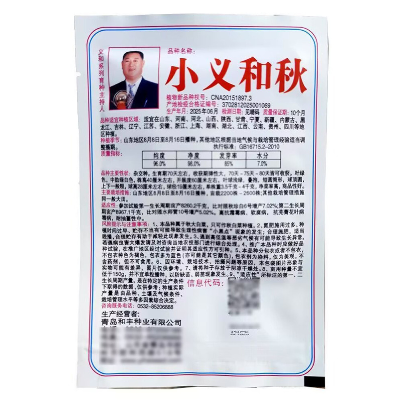 小义和秋大白菜种子抗病秋白菜种籽杂交种短圆筒白菜