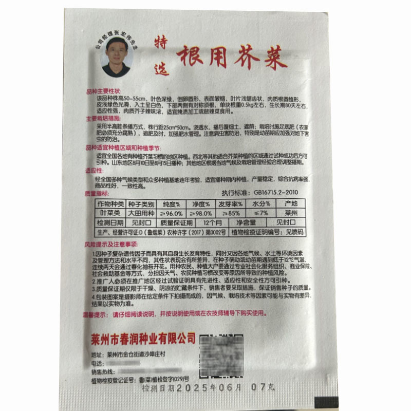 根用芥菜种子疙瘩菜二道眉夏秋种植大头菜大田基地
