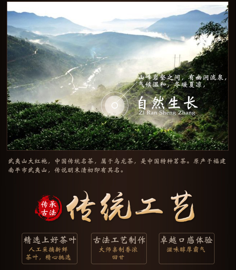 武夷岩茶大红袍茶叶正岩花果香手工碳焙中火500g简便装