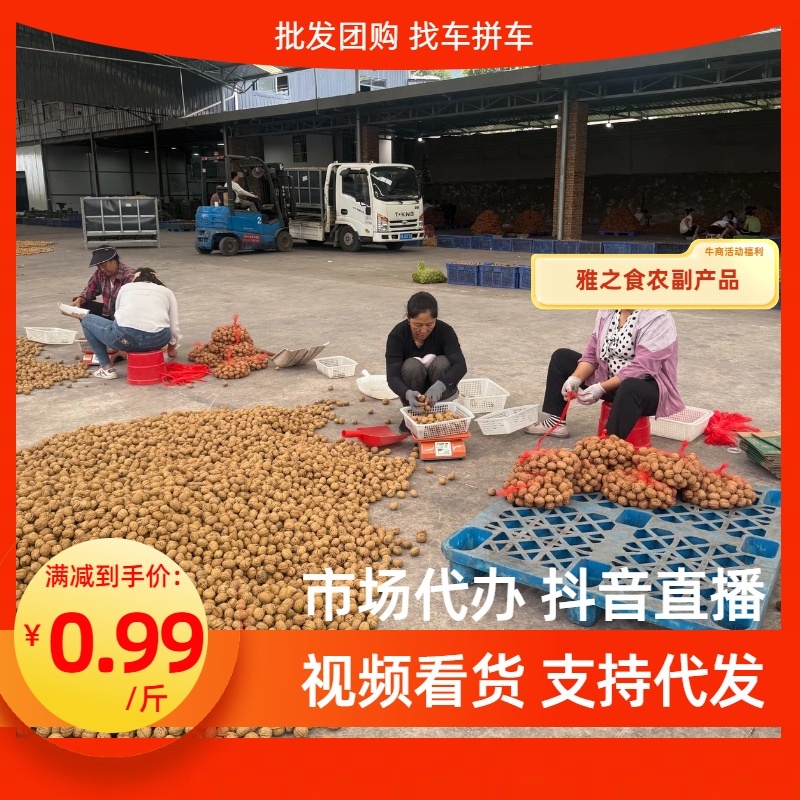 【好评】核桃市场代办抖音直播电商一件代发批发团购找车拼车