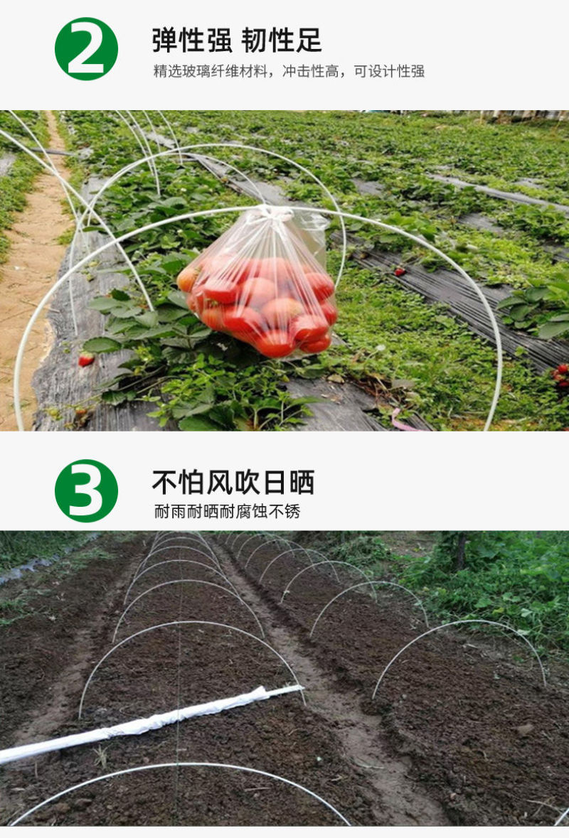 5mm玻璃纤维杆纤维棒大棚杆拱棚支架苗棚遮阳棚