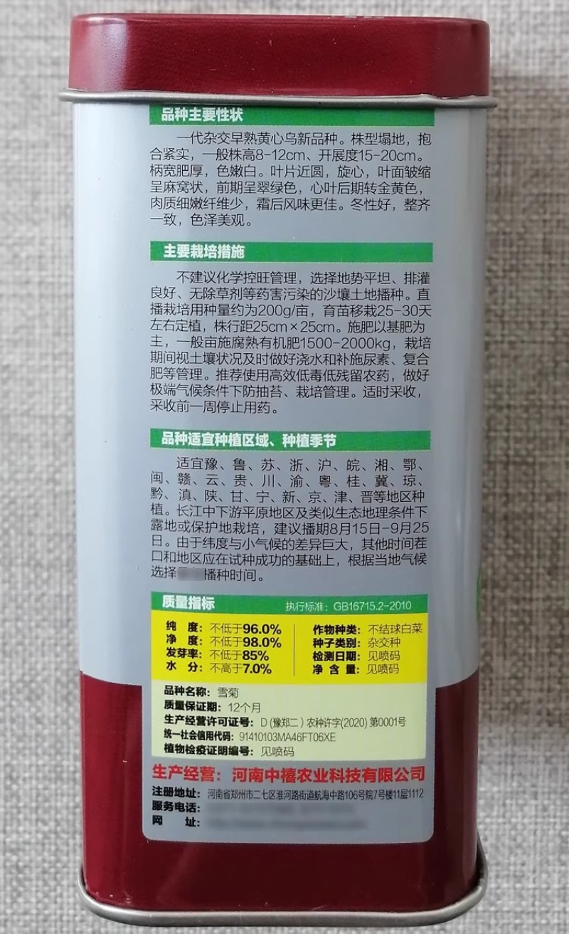 中禧雪菊黄心乌种子矮颗早熟黄心菜种子耐寒黄金叶乌塌菜种子