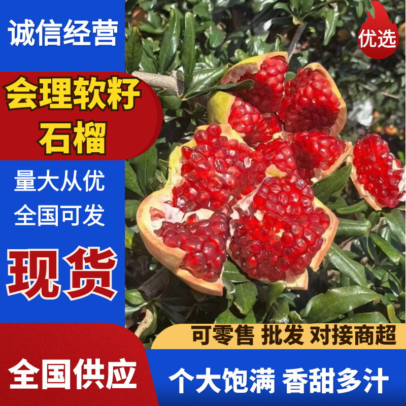 会理软籽石榴产地一手货源，量大价优，品质高口感好价格低