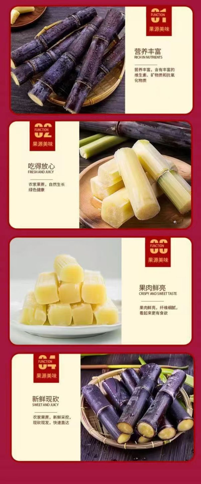 广西黑皮甘蔗一件代发产地直发一手货源对接各大电商平台