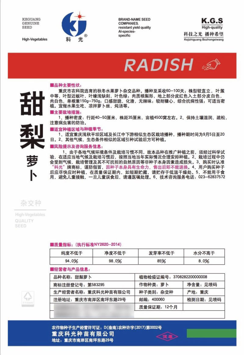 甜梨萝卜青种子水果萝卜种粉白甜脆秋季四季蔬菜农家菜种子