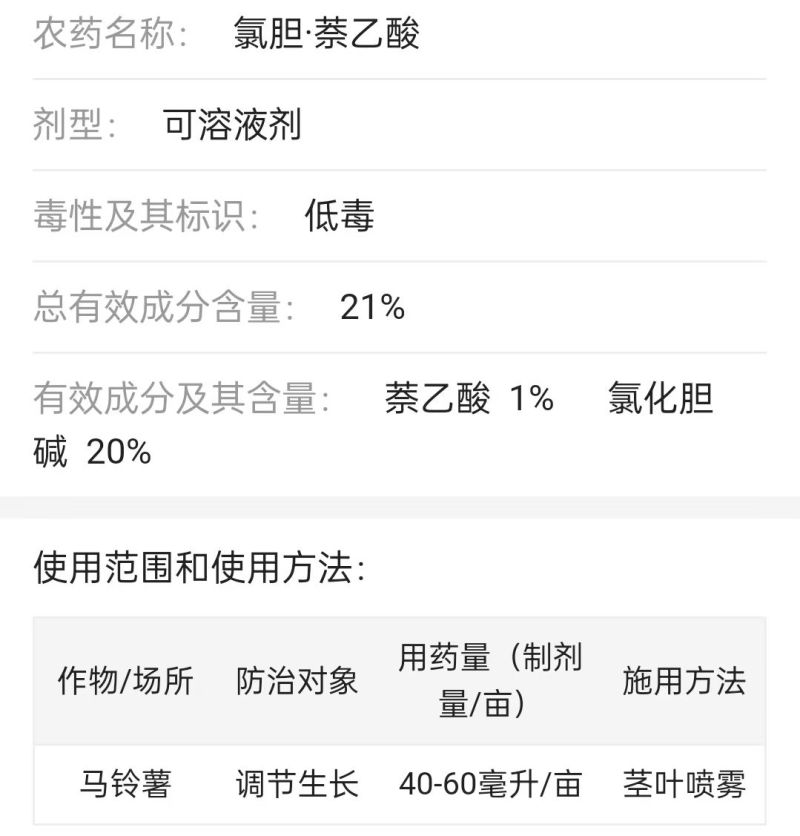 氯胆萘乙酸根茎膨大剂马铃薯葱姜蒜花生洋葱土豆红薯地下块茎