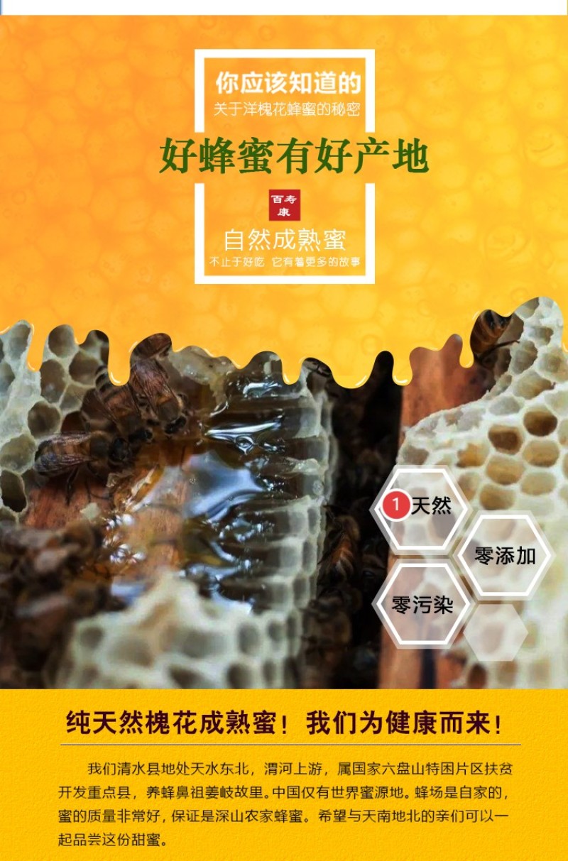 天水纯正秦岭深山洋槐花蜜天然成熟洋槐蜜0添加百寿康旗舰店