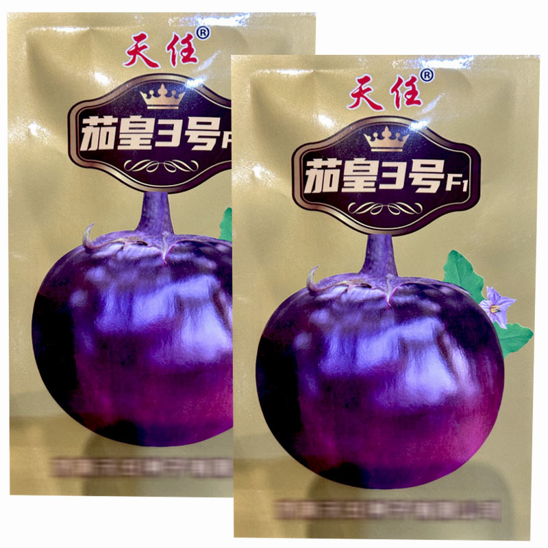 茄皇3号紫红圆茄子种子早熟白肉光泽好大田基地品种