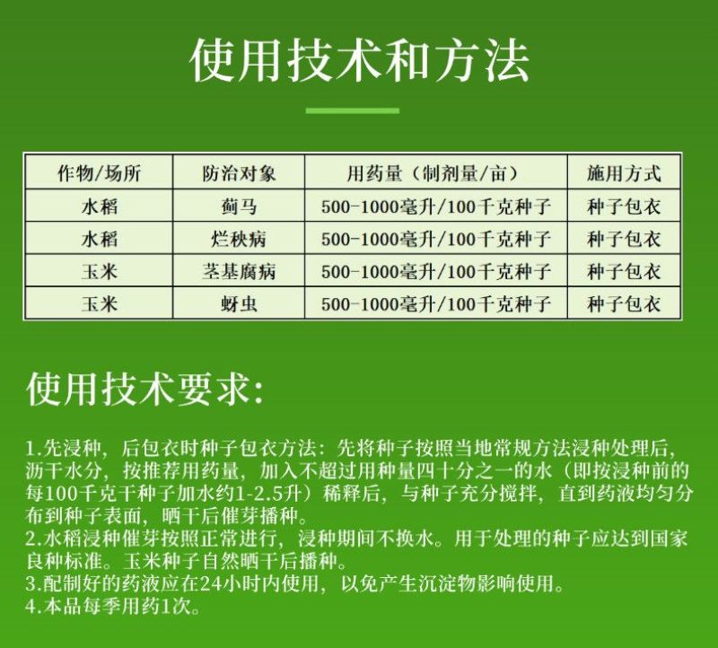 10%噻虫咯霜灵种子拌种剂种子包衣茎基腐病蚜虫蓟马烂秧病