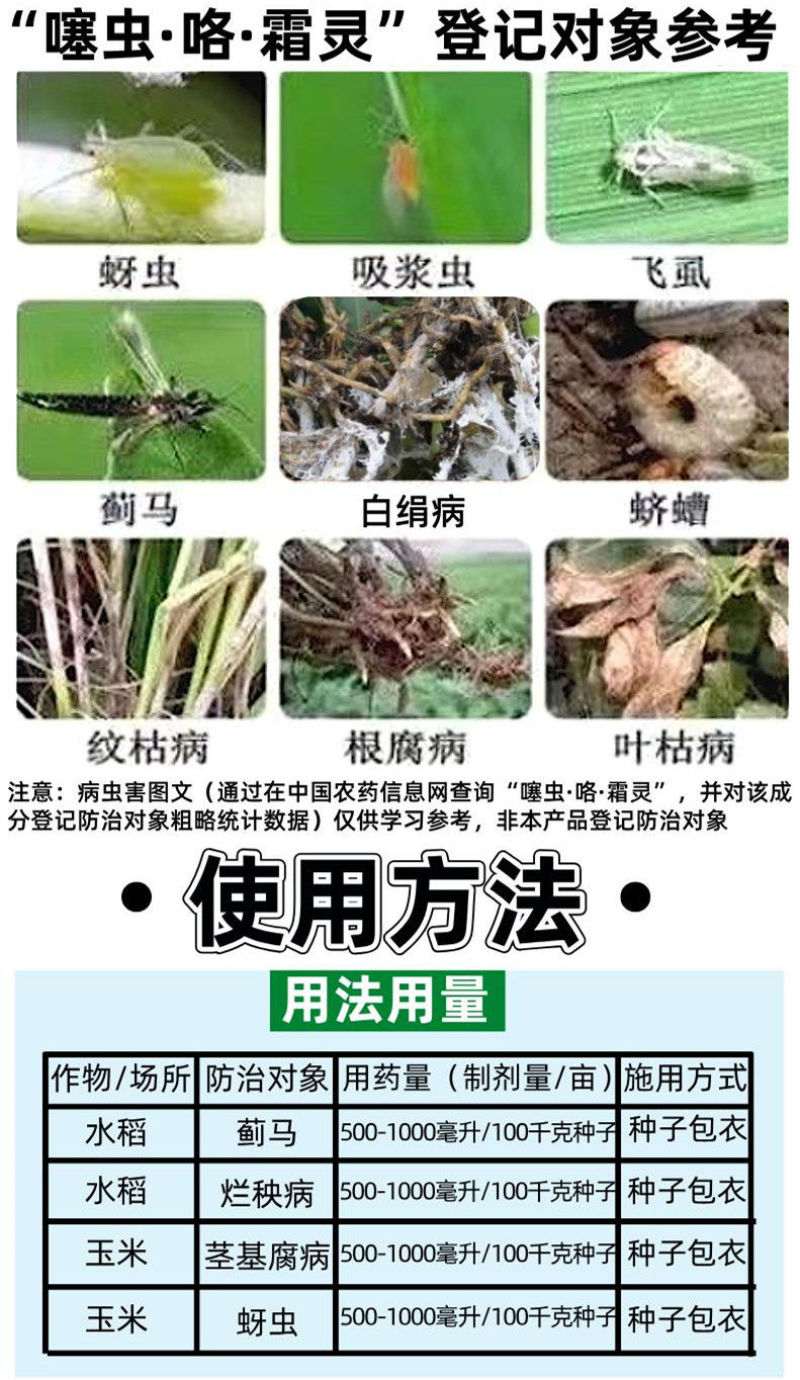 噻虫咯霜灵拌种剂水稻玉米小麦花生大蒜大豆专用拌种包衣剂