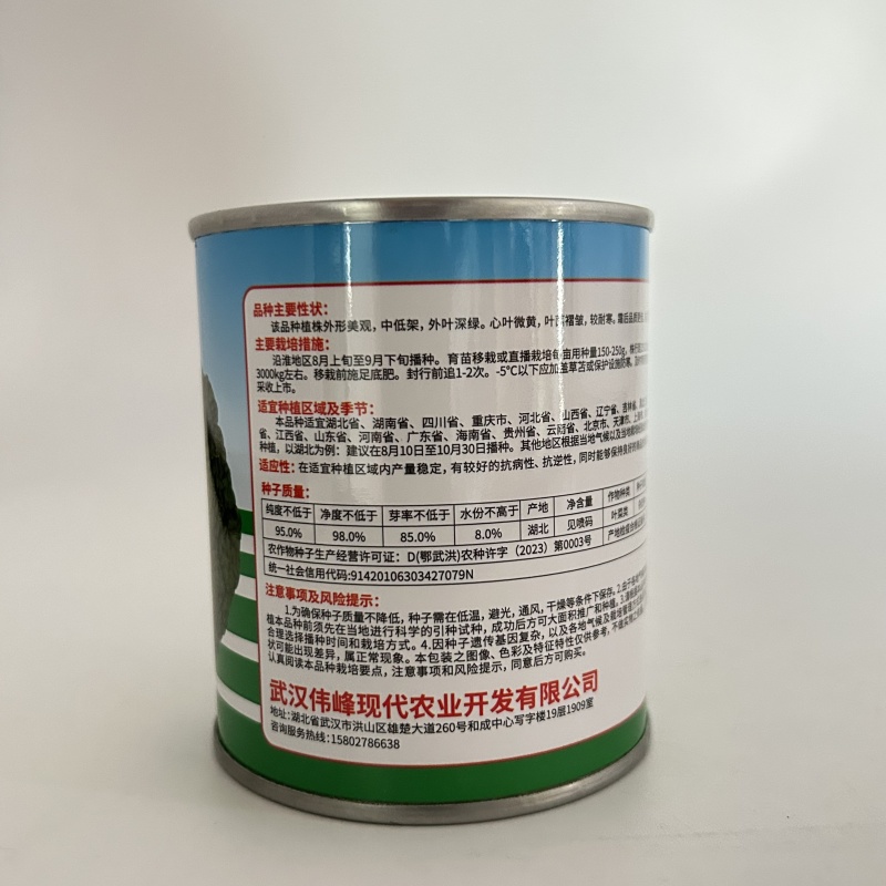 【正宗黄心】乌塌菜8号种子基地专用罐装耐寒奶油黄心乌塌